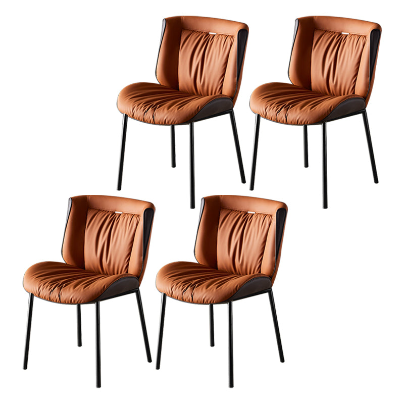 Home Scandinavian Side Chair Upholstered Wingback Metal Dining Room Chair Orange 4 Piece Set Black Clearhalo ' kitchen&dining_furn' 'Dining Chairs' 'Dining Tables & Seating' 'dining_chair' 'furn' 'furn_dining_chair' 'Furniture' 'furniture_dining_chair' 'Kitchen & Dining Furniture' 'kitchen' 3701986