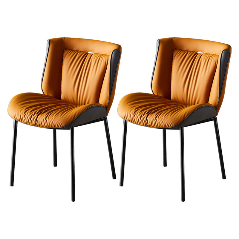 Home Scandinavian Side Chair Upholstered Wingback Metal Dining Room Chair Orange-Gray 2 Piece Set Black Clearhalo ' kitchen&dining_furn' 'Dining Chairs' 'Dining Tables & Seating' 'dining_chair' 'furn' 'furn_dining_chair' 'Furniture' 'furniture_dining_chair' 'Kitchen & Dining Furniture' 'kitchen' 3701988