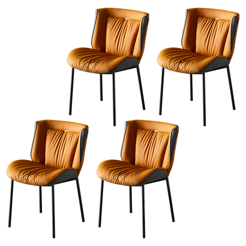 Home Scandinavian Side Chair Upholstered Wingback Metal Dining Room Chair Orange-Gray 4 Piece Set Black Clearhalo ' kitchen&dining_furn' 'Dining Chairs' 'Dining Tables & Seating' 'dining_chair' 'furn' 'furn_dining_chair' 'Furniture' 'furniture_dining_chair' 'Kitchen & Dining Furniture' 'kitchen' 3701989
