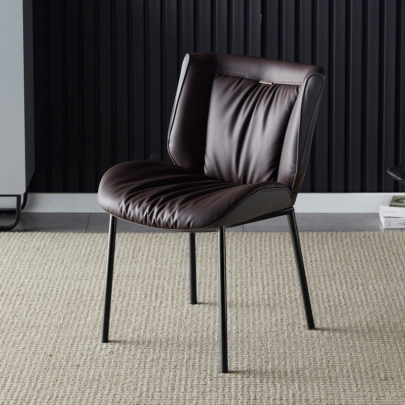 Home Scandinavian Side Chair Upholstered Wingback Metal Dining Room Chair Brown 1 Piece Black Clearhalo ' kitchen&dining_furn' 'Dining Chairs' 'Dining Tables & Seating' 'dining_chair' 'furn' 'furn_dining_chair' 'Furniture' 'furniture_dining_chair' 'Kitchen & Dining Furniture' 'kitchen' 3701993