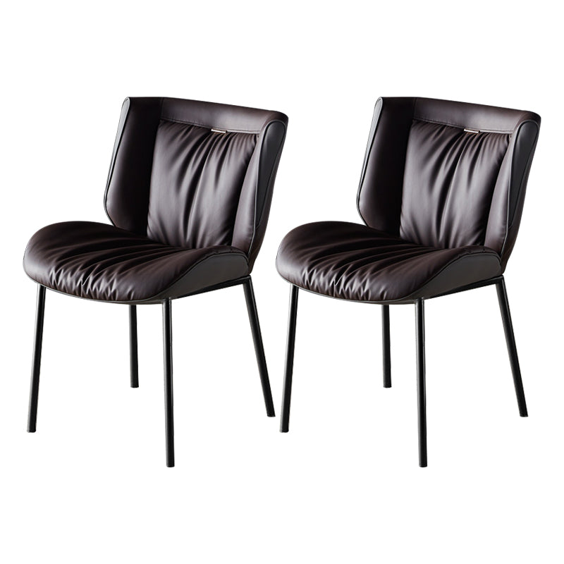Home Scandinavian Side Chair Upholstered Wingback Metal Dining Room Chair Brown 2 Piece Set Black Clearhalo ' kitchen&dining_furn' 'Dining Chairs' 'Dining Tables & Seating' 'dining_chair' 'furn' 'furn_dining_chair' 'Furniture' 'furniture_dining_chair' 'Kitchen & Dining Furniture' 'kitchen' 3701994