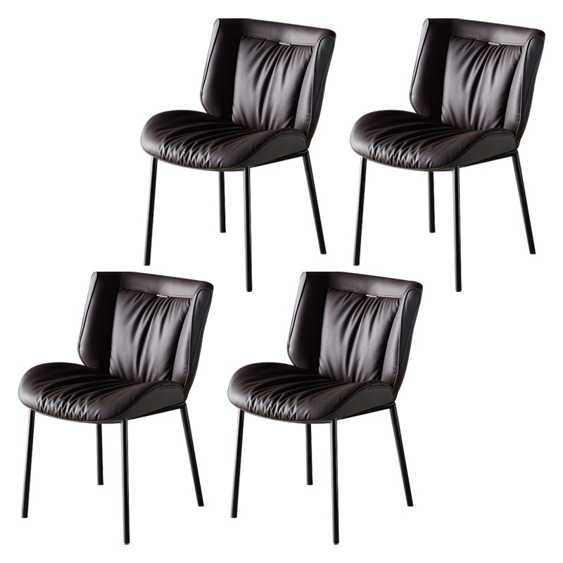 Home Scandinavian Side Chair Upholstered Wingback Metal Dining Room Chair Brown 4 Piece Set Black Clearhalo ' kitchen&dining_furn' 'Dining Chairs' 'Dining Tables & Seating' 'dining_chair' 'furn' 'furn_dining_chair' 'Furniture' 'furniture_dining_chair' 'Kitchen & Dining Furniture' 'kitchen' 3701995