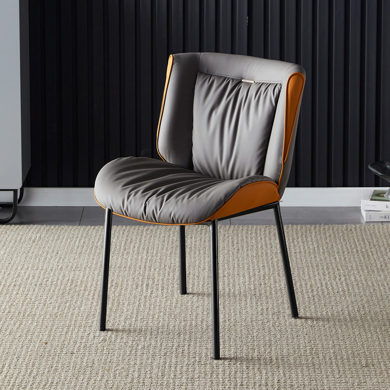 Home Scandinavian Side Chair Upholstered Wingback Metal Dining Room Chair Gray-Orange 1 Piece Black Clearhalo ' kitchen&dining_furn' 'Dining Chairs' 'Dining Tables & Seating' 'dining_chair' 'furn' 'furn_dining_chair' 'Furniture' 'furniture_dining_chair' 'Kitchen & Dining Furniture' 'kitchen' 3701996