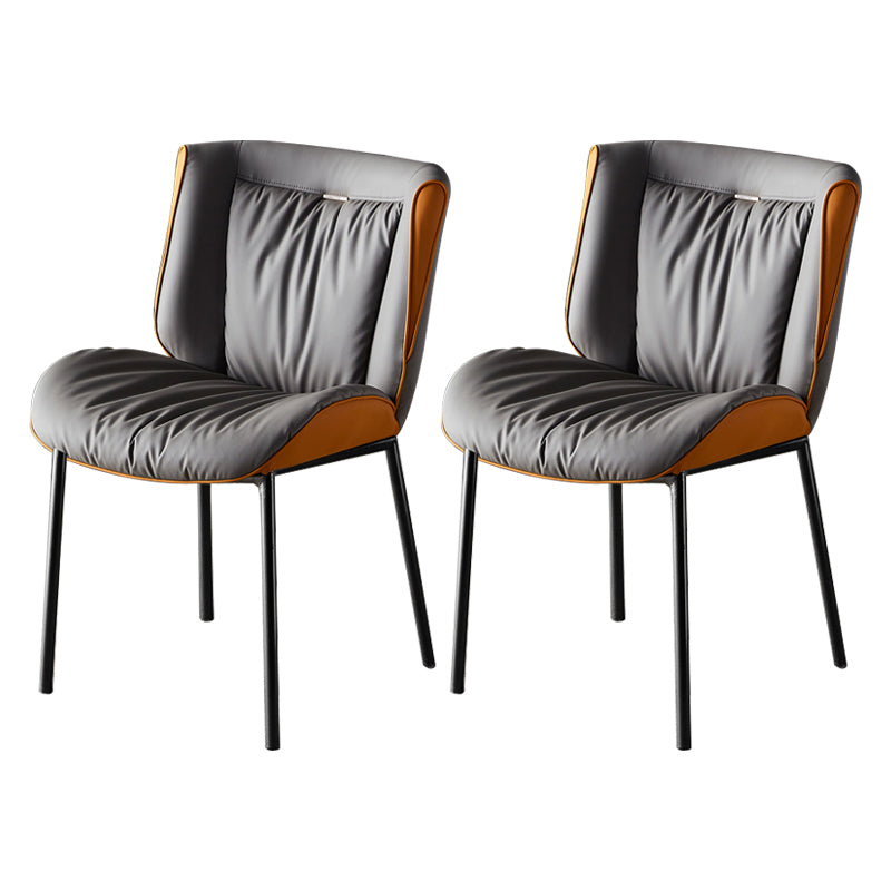Home Scandinavian Side Chair Upholstered Wingback Metal Dining Room Chair Gray-Orange 2 Piece Set Black Clearhalo ' kitchen&dining_furn' 'Dining Chairs' 'Dining Tables & Seating' 'dining_chair' 'furn' 'furn_dining_chair' 'Furniture' 'furniture_dining_chair' 'Kitchen & Dining Furniture' 'kitchen' 3701997