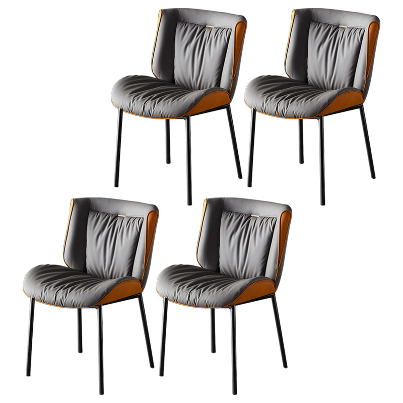 Home Scandinavian Side Chair Upholstered Wingback Metal Dining Room Chair Gray-Orange 4 Piece Set Black Clearhalo ' kitchen&dining_furn' 'Dining Chairs' 'Dining Tables & Seating' 'dining_chair' 'furn' 'furn_dining_chair' 'Furniture' 'furniture_dining_chair' 'Kitchen & Dining Furniture' 'kitchen' 3701998