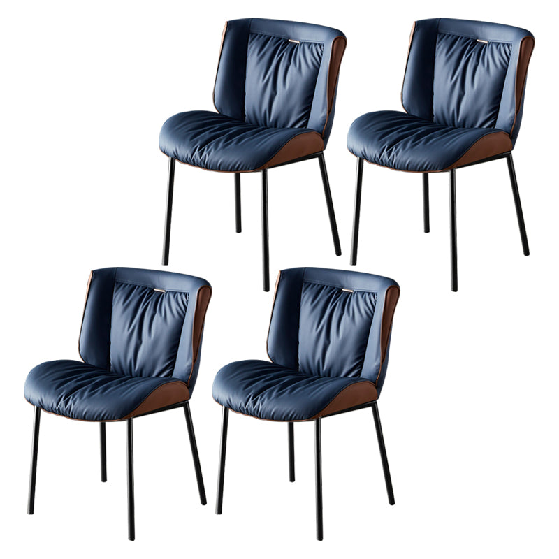 Home Scandinavian Side Chair Upholstered Wingback Metal Dining Room Chair Royal Blue 4 Piece Set Black Clearhalo ' kitchen&dining_furn' 'Dining Chairs' 'Dining Tables & Seating' 'dining_chair' 'furn' 'furn_dining_chair' 'Furniture' 'furniture_dining_chair' 'Kitchen & Dining Furniture' 'kitchen' 3702004