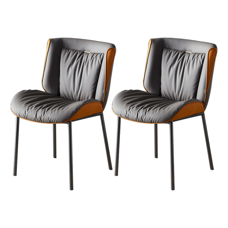 Home Scandinavian Side Chair Upholstered Wingback Metal Dining Room Chair Gray-Orange 2 Piece Set Gray Clearhalo ' kitchen&dining_furn' 'Dining Chairs' 'Dining Tables & Seating' 'dining_chair' 'furn' 'furn_dining_chair' 'Furniture' 'furniture_dining_chair' 'Kitchen & Dining Furniture' 'kitchen' 3702006