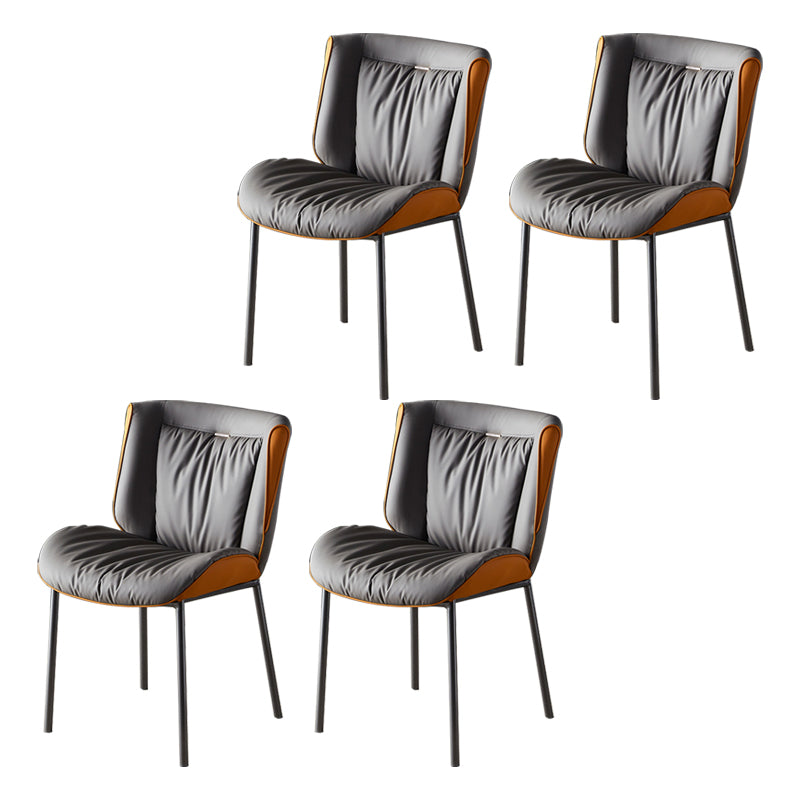 Home Scandinavian Side Chair Upholstered Wingback Metal Dining Room Chair Gray-Orange 4 Piece Set Gray Clearhalo ' kitchen&dining_furn' 'Dining Chairs' 'Dining Tables & Seating' 'dining_chair' 'furn' 'furn_dining_chair' 'Furniture' 'furniture_dining_chair' 'Kitchen & Dining Furniture' 'kitchen' 3702007