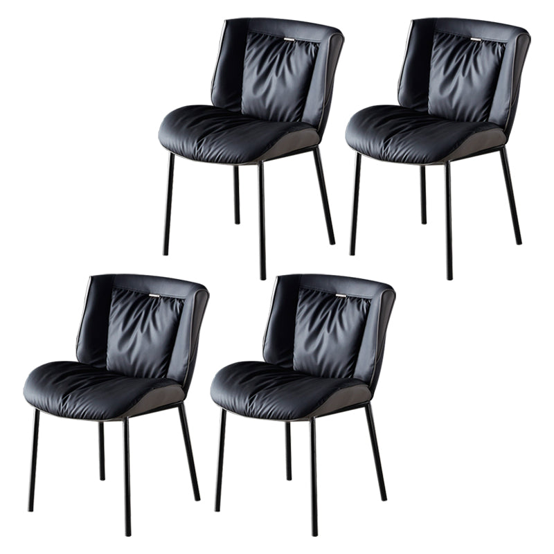 Home Scandinavian Side Chair Upholstered Wingback Metal Dining Room Chair Black-Gray 4 Piece Set Black Clearhalo ' kitchen&dining_furn' 'Dining Chairs' 'Dining Tables & Seating' 'dining_chair' 'furn' 'furn_dining_chair' 'Furniture' 'furniture_dining_chair' 'Kitchen & Dining Furniture' 'kitchen' 3702010