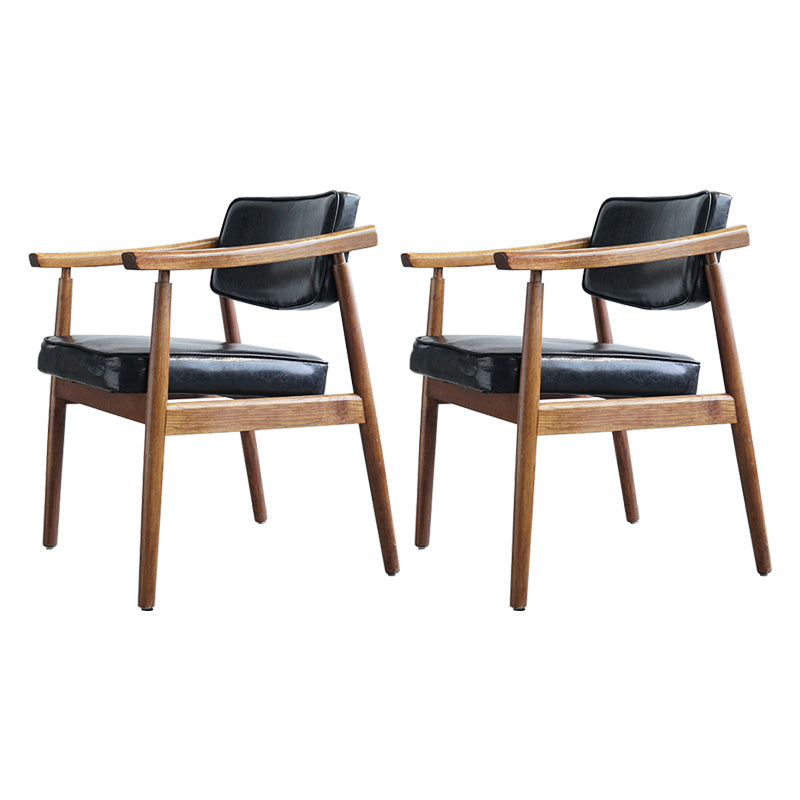 Scandinavian Style Wood Dining Chairs Home Open Back Dining Side Chair with Arm Black 2 Piece Set Walnut Clearhalo ' kitchen&dining_furn' 'Dining Chairs' 'Dining Tables & Seating' 'dining_chair' 'furn' 'furn_dining_chair' 'Furniture' 'furniture_dining_chair' 'Kitchen & Dining Furniture' 'kitchen' 3702013
