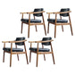 Scandinavian Style Wood Dining Chairs Home Open Back Dining Side Chair with Arm Black 4 Piece Set Walnut Clearhalo ' kitchen&dining_furn' 'Dining Chairs' 'Dining Tables & Seating' 'dining_chair' 'furn' 'furn_dining_chair' 'Furniture' 'furniture_dining_chair' 'Kitchen & Dining Furniture' 'kitchen' 3702015