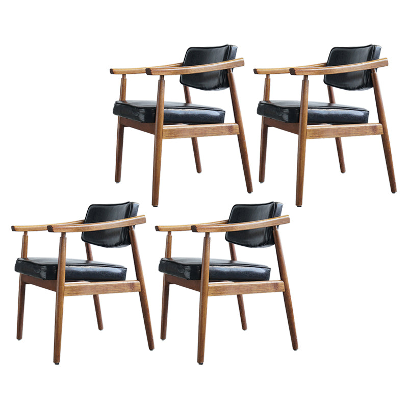Scandinavian Style Wood Dining Chairs Home Open Back Dining Side Chair with Arm Black 4 Piece Set Walnut Clearhalo ' kitchen&dining_furn' 'Dining Chairs' 'Dining Tables & Seating' 'dining_chair' 'furn' 'furn_dining_chair' 'Furniture' 'furniture_dining_chair' 'Kitchen & Dining Furniture' 'kitchen' 3702015
