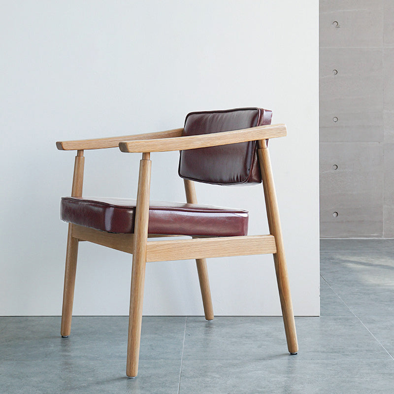 Scandinavian Style Wood Dining Chairs Home Open Back Dining Side Chair with Arm Red 1 Piece Natural Wood Clearhalo ' kitchen&dining_furn' 'Dining Chairs' 'Dining Tables & Seating' 'dining_chair' 'furn' 'furn_dining_chair' 'Furniture' 'furniture_dining_chair' 'Kitchen & Dining Furniture' 'kitchen' 3702017