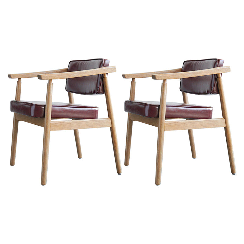 Scandinavian Style Wood Dining Chairs Home Open Back Dining Side Chair with Arm Red 2 Piece Set Natural Wood Clearhalo ' kitchen&dining_furn' 'Dining Chairs' 'Dining Tables & Seating' 'dining_chair' 'furn' 'furn_dining_chair' 'Furniture' 'furniture_dining_chair' 'Kitchen & Dining Furniture' 'kitchen' 3702020