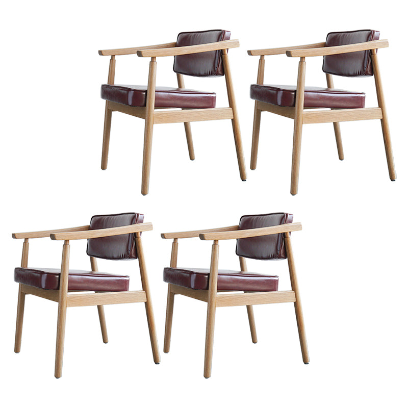 Scandinavian Style Wood Dining Chairs Home Open Back Dining Side Chair with Arm Red 4 Piece Set Natural Wood Clearhalo ' kitchen&dining_furn' 'Dining Chairs' 'Dining Tables & Seating' 'dining_chair' 'furn' 'furn_dining_chair' 'Furniture' 'furniture_dining_chair' 'Kitchen & Dining Furniture' 'kitchen' 3702022