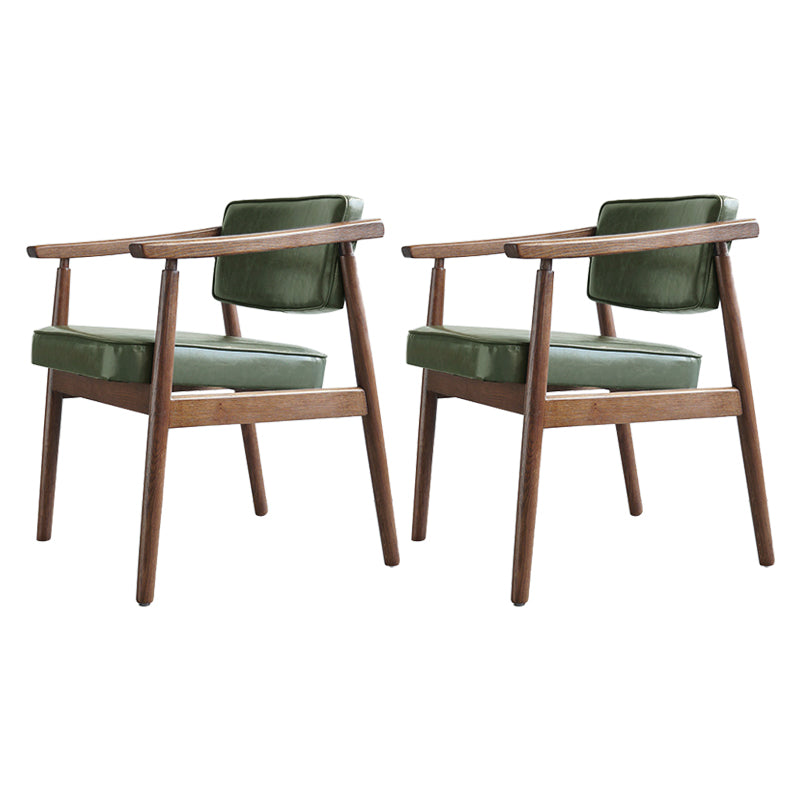 Scandinavian Style Wood Dining Chairs Home Open Back Dining Side Chair with Arm Green 2 Piece Set Walnut Clearhalo ' kitchen&dining_furn' 'Dining Chairs' 'Dining Tables & Seating' 'dining_chair' 'furn' 'furn_dining_chair' 'Furniture' 'furniture_dining_chair' 'Kitchen & Dining Furniture' 'kitchen' 3702026