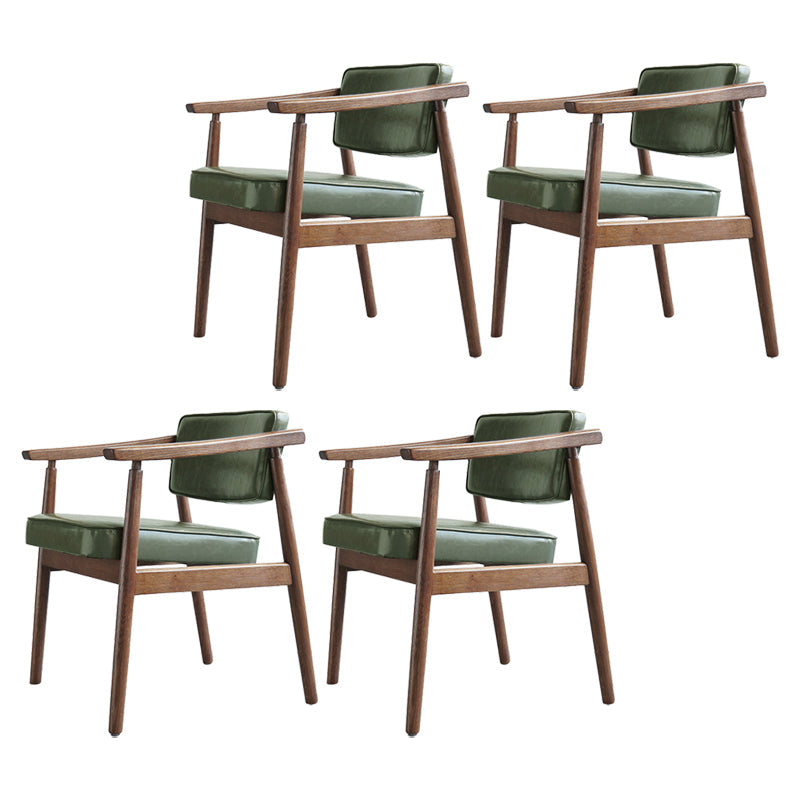 Scandinavian Style Wood Dining Chairs Home Open Back Dining Side Chair with Arm Green 4 Piece Set Walnut Clearhalo ' kitchen&dining_furn' 'Dining Chairs' 'Dining Tables & Seating' 'dining_chair' 'furn' 'furn_dining_chair' 'Furniture' 'furniture_dining_chair' 'Kitchen & Dining Furniture' 'kitchen' 3702028