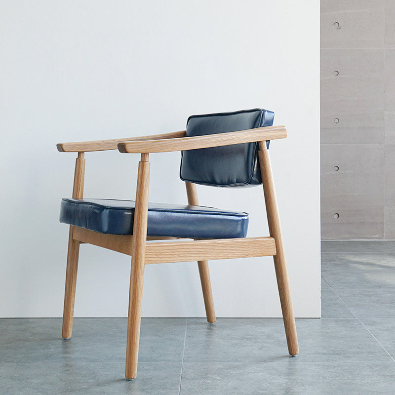 Scandinavian Style Wood Dining Chairs Home Open Back Dining Side Chair with Arm Blue 1 Piece Natural Wood Clearhalo ' kitchen&dining_furn' 'Dining Chairs' 'Dining Tables & Seating' 'dining_chair' 'furn' 'furn_dining_chair' 'Furniture' 'furniture_dining_chair' 'Kitchen & Dining Furniture' 'kitchen' 3702029