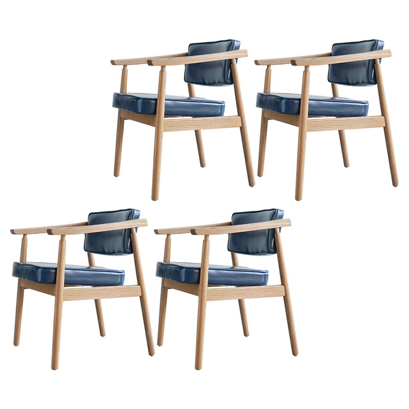Scandinavian Style Wood Dining Chairs Home Open Back Dining Side Chair with Arm Blue 4 Piece Set Natural Wood Clearhalo ' kitchen&dining_furn' 'Dining Chairs' 'Dining Tables & Seating' 'dining_chair' 'furn' 'furn_dining_chair' 'Furniture' 'furniture_dining_chair' 'Kitchen & Dining Furniture' 'kitchen' 3702030