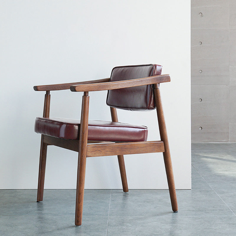 Scandinavian Style Wood Dining Chairs Home Open Back Dining Side Chair with Arm Red 1 Piece Walnut Clearhalo ' kitchen&dining_furn' 'Dining Chairs' 'Dining Tables & Seating' 'dining_chair' 'furn' 'furn_dining_chair' 'Furniture' 'furniture_dining_chair' 'Kitchen & Dining Furniture' 'kitchen' 3702031