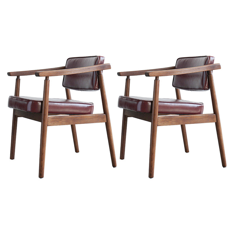 Scandinavian Style Wood Dining Chairs Home Open Back Dining Side Chair with Arm Red 2 Piece Set Walnut Clearhalo ' kitchen&dining_furn' 'Dining Chairs' 'Dining Tables & Seating' 'dining_chair' 'furn' 'furn_dining_chair' 'Furniture' 'furniture_dining_chair' 'Kitchen & Dining Furniture' 'kitchen' 3702032
