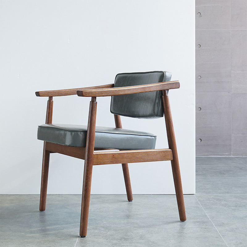 Scandinavian Style Wood Dining Chairs Home Open Back Dining Side Chair with Arm Grey 1 Piece Walnut Clearhalo ' kitchen&dining_furn' 'Dining Chairs' 'Dining Tables & Seating' 'dining_chair' 'furn' 'furn_dining_chair' 'Furniture' 'furniture_dining_chair' 'Kitchen & Dining Furniture' 'kitchen' 3702034