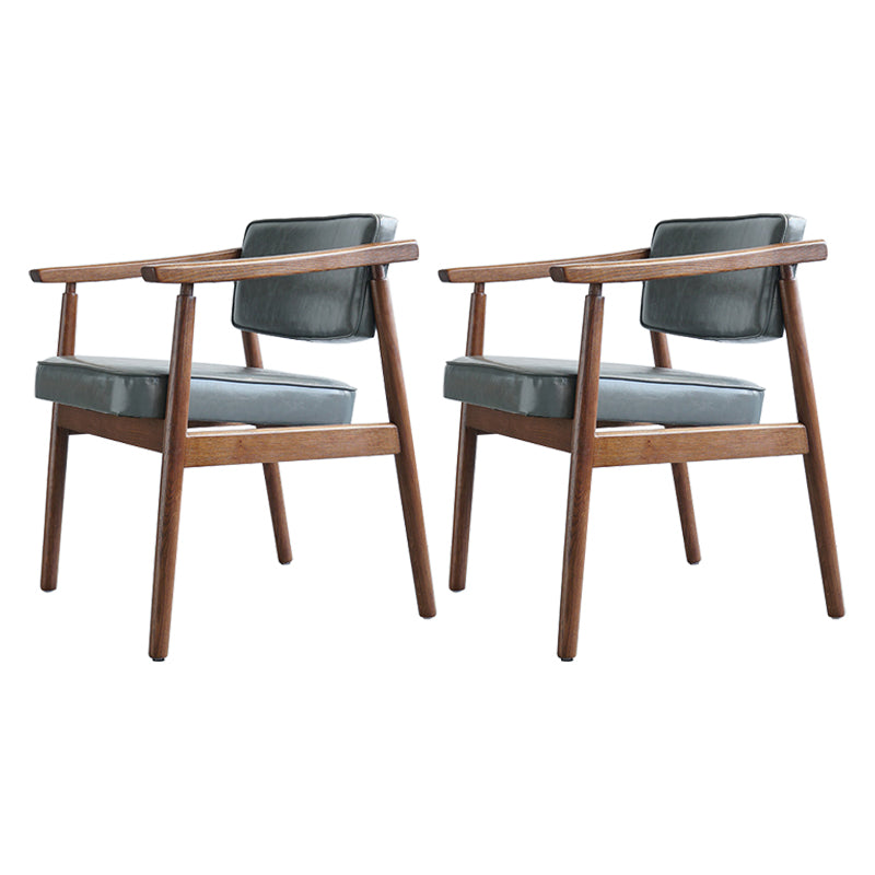 Scandinavian Style Wood Dining Chairs Home Open Back Dining Side Chair with Arm Grey 2 Piece Set Walnut Clearhalo ' kitchen&dining_furn' 'Dining Chairs' 'Dining Tables & Seating' 'dining_chair' 'furn' 'furn_dining_chair' 'Furniture' 'furniture_dining_chair' 'Kitchen & Dining Furniture' 'kitchen' 3702035