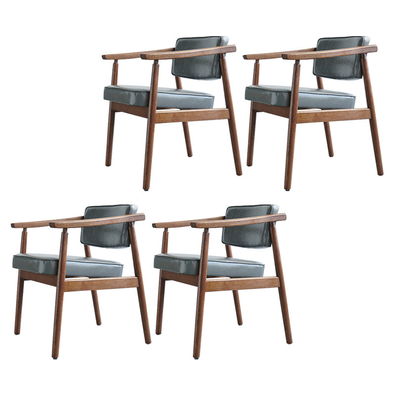 Scandinavian Style Wood Dining Chairs Home Open Back Dining Side Chair with Arm Grey 4 Piece Set Walnut Clearhalo ' kitchen&dining_furn' 'Dining Chairs' 'Dining Tables & Seating' 'dining_chair' 'furn' 'furn_dining_chair' 'Furniture' 'furniture_dining_chair' 'Kitchen & Dining Furniture' 'kitchen' 3702036