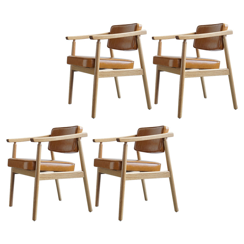 Scandinavian Style Wood Dining Chairs Home Open Back Dining Side Chair with Arm Brown 4 Piece Set Natural Wood Clearhalo ' kitchen&dining_furn' 'Dining Chairs' 'Dining Tables & Seating' 'dining_chair' 'furn' 'furn_dining_chair' 'Furniture' 'furniture_dining_chair' 'Kitchen & Dining Furniture' 'kitchen' 3702038