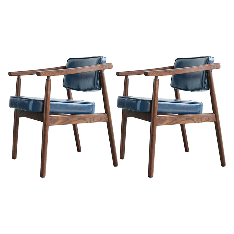 Scandinavian Style Wood Dining Chairs Home Open Back Dining Side Chair with Arm Blue 2 Piece Set Walnut Clearhalo ' kitchen&dining_furn' 'Dining Chairs' 'Dining Tables & Seating' 'dining_chair' 'furn' 'furn_dining_chair' 'Furniture' 'furniture_dining_chair' 'Kitchen & Dining Furniture' 'kitchen' 3702040