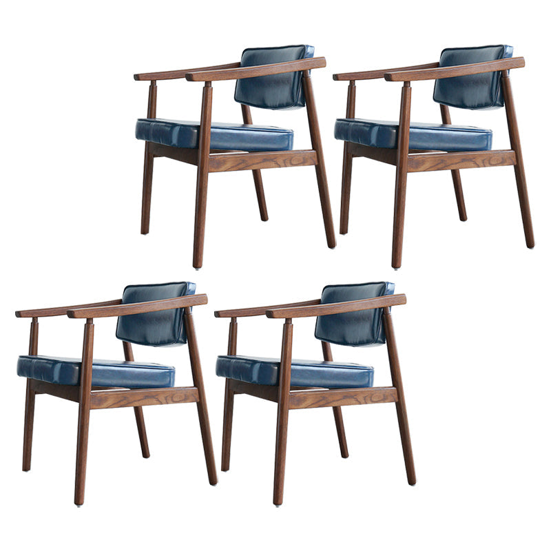 Scandinavian Style Wood Dining Chairs Home Open Back Dining Side Chair with Arm Blue 4 Piece Set Walnut Clearhalo ' kitchen&dining_furn' 'Dining Chairs' 'Dining Tables & Seating' 'dining_chair' 'furn' 'furn_dining_chair' 'Furniture' 'furniture_dining_chair' 'Kitchen & Dining Furniture' 'kitchen' 3702041