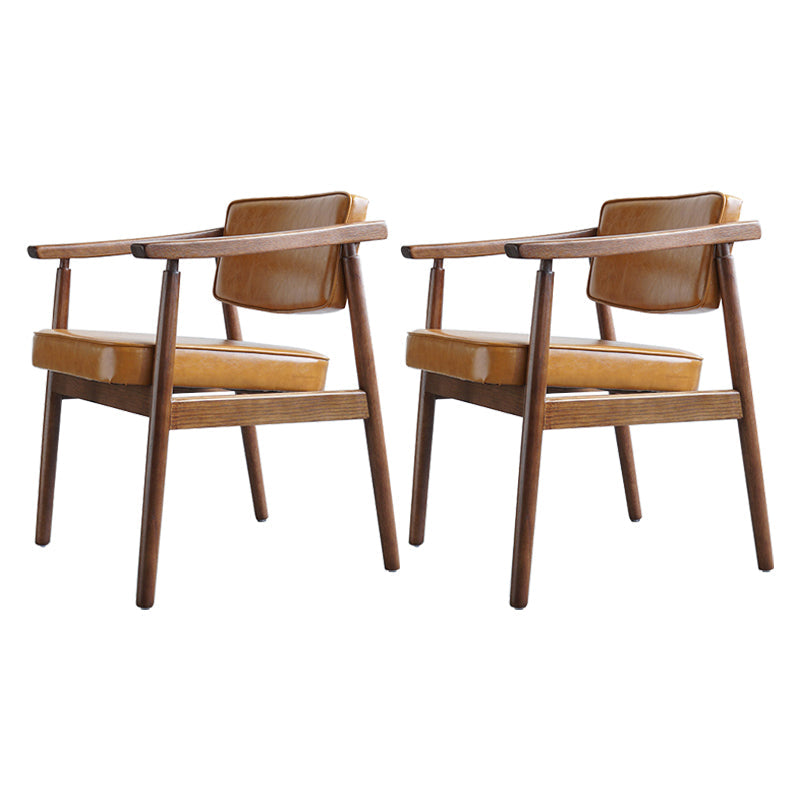 Scandinavian Style Wood Dining Chairs Home Open Back Dining Side Chair with Arm Brown 2 Piece Set Walnut Clearhalo ' kitchen&dining_furn' 'Dining Chairs' 'Dining Tables & Seating' 'dining_chair' 'furn' 'furn_dining_chair' 'Furniture' 'furniture_dining_chair' 'Kitchen & Dining Furniture' 'kitchen' 3702043