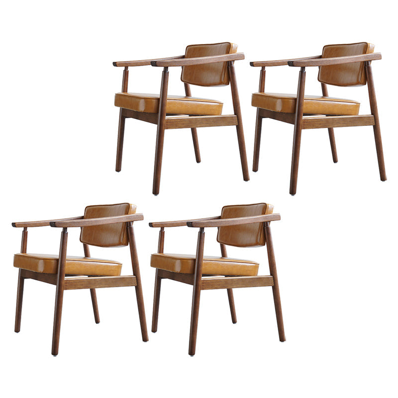 Scandinavian Style Wood Dining Chairs Home Open Back Dining Side Chair with Arm Brown 4 Piece Set Walnut Clearhalo ' kitchen&dining_furn' 'Dining Chairs' 'Dining Tables & Seating' 'dining_chair' 'furn' 'furn_dining_chair' 'Furniture' 'furniture_dining_chair' 'Kitchen & Dining Furniture' 'kitchen' 3702044