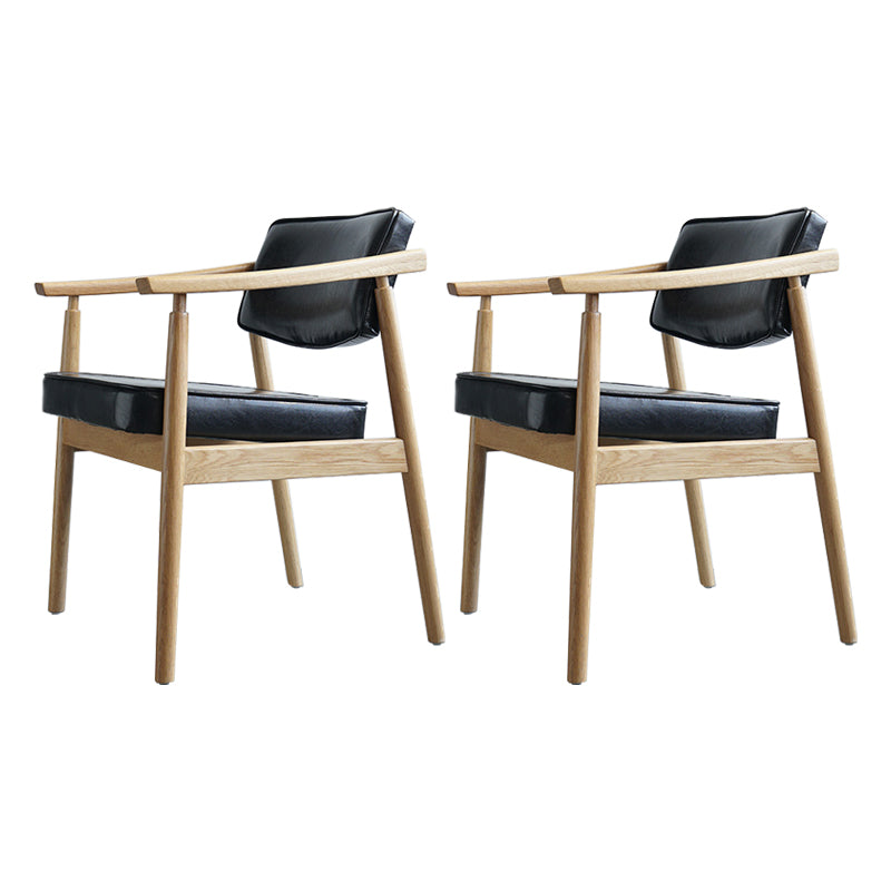 Scandinavian Style Wood Dining Chairs Home Open Back Dining Side Chair with Arm Black 2 Piece Set Natural Wood Clearhalo ' kitchen&dining_furn' 'Dining Chairs' 'Dining Tables & Seating' 'dining_chair' 'furn' 'furn_dining_chair' 'Furniture' 'furniture_dining_chair' 'Kitchen & Dining Furniture' 'kitchen' 3702046