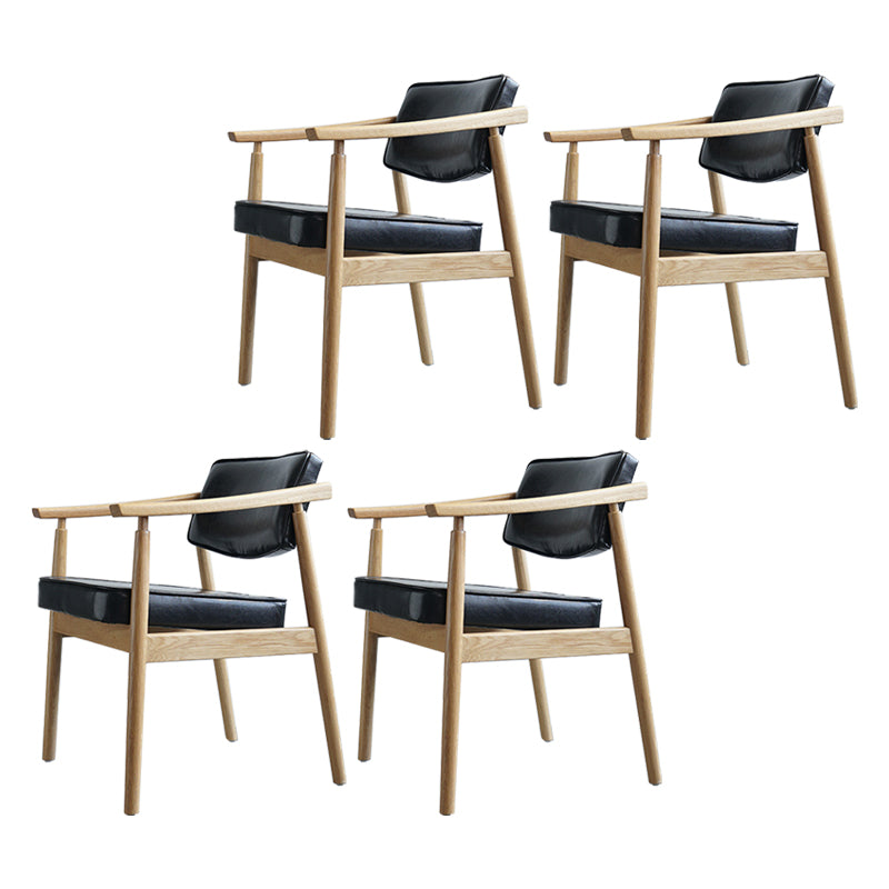 Scandinavian Style Wood Dining Chairs Home Open Back Dining Side Chair with Arm Black 4 Piece Set Natural Wood Clearhalo ' kitchen&dining_furn' 'Dining Chairs' 'Dining Tables & Seating' 'dining_chair' 'furn' 'furn_dining_chair' 'Furniture' 'furniture_dining_chair' 'Kitchen & Dining Furniture' 'kitchen' 3702047