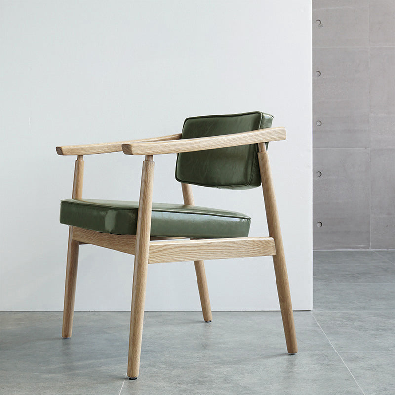 Scandinavian Style Wood Dining Chairs Home Open Back Dining Side Chair with Arm Green 1 Piece Natural Wood Clearhalo ' kitchen&dining_furn' 'Dining Chairs' 'Dining Tables & Seating' 'dining_chair' 'furn' 'furn_dining_chair' 'Furniture' 'furniture_dining_chair' 'Kitchen & Dining Furniture' 'kitchen' 3702048