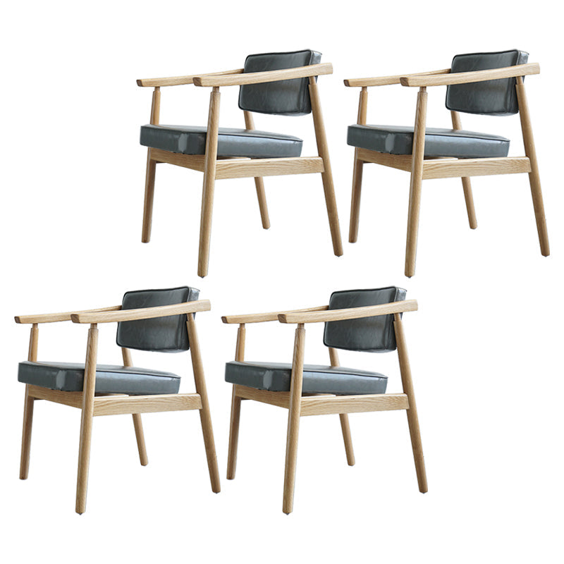 Scandinavian Style Wood Dining Chairs Home Open Back Dining Side Chair with Arm Grey 4 Piece Set Natural Wood Clearhalo ' kitchen&dining_furn' 'Dining Chairs' 'Dining Tables & Seating' 'dining_chair' 'furn' 'furn_dining_chair' 'Furniture' 'furniture_dining_chair' 'Kitchen & Dining Furniture' 'kitchen' 3702052