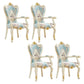 European Style Birch Cotton Arm Chair Light Color Solid Back Dining Chair with White Legs Blue-Brown 4 Piece Set Clearhalo ' kitchen&dining_furn' 'Dining Chairs' 'Dining Tables & Seating' 'dining_chair' 'furn' 'furn_dining_chair' 'Furniture' 'furniture_dining_chair' 'Kitchen & Dining Furniture' 'kitchen' 3702080