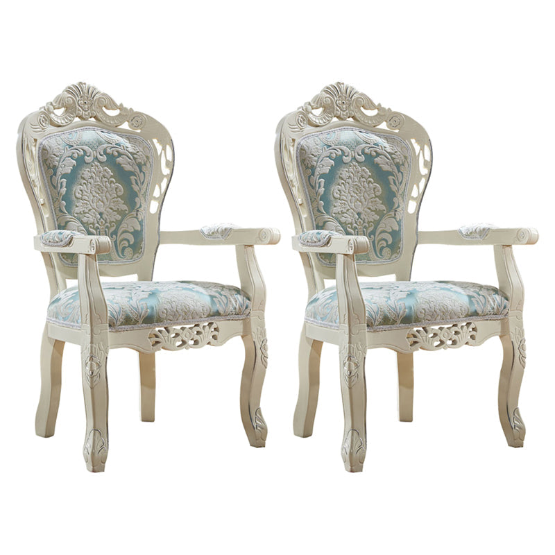 European Style Birch Cotton Arm Chair Light Color Solid Back Dining Chair with White Legs Light Blue 2 Piece Set Clearhalo ' kitchen&dining_furn' 'Dining Chairs' 'Dining Tables & Seating' 'dining_chair' 'furn' 'furn_dining_chair' 'Furniture' 'furniture_dining_chair' 'Kitchen & Dining Furniture' 'kitchen' 3702084