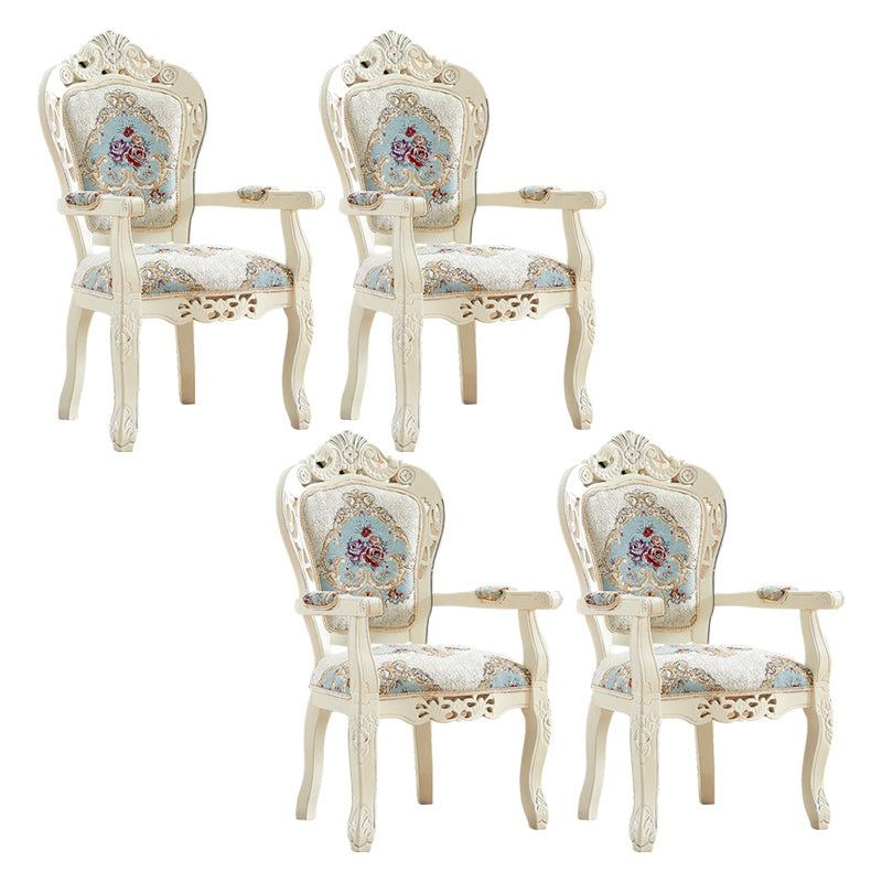 European Style Birch Cotton Arm Chair Light Color Solid Back Dining Chair with White Legs Blue-White 4 Piece Set Clearhalo ' kitchen&dining_furn' 'Dining Chairs' 'Dining Tables & Seating' 'dining_chair' 'furn' 'furn_dining_chair' 'Furniture' 'furniture_dining_chair' 'Kitchen & Dining Furniture' 'kitchen' 3702096