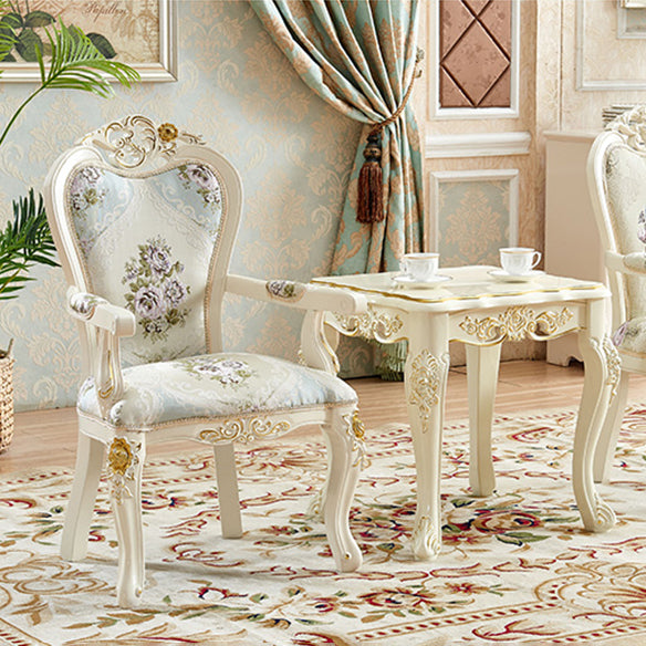 European Style Birch Cotton Arm Chair Light Color Solid Back Dining Chair with White Legs Clearhalo ' kitchen&dining_furn' 'Dining Chairs' 'Dining Tables & Seating' 'dining_chair' 'furn' 'furn_dining_chair' 'Furniture' 'furniture_dining_chair' 'Kitchen & Dining Furniture' 'kitchen' 3702098