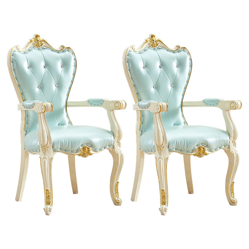 European Style Birch Cotton Arm Chair Light Color Solid Back Dining Chair with White Legs Fluorescent Green 2 Piece Set Clearhalo ' kitchen&dining_furn' 'Dining Chairs' 'Dining Tables & Seating' 'dining_chair' 'furn' 'furn_dining_chair' 'Furniture' 'furniture_dining_chair' 'Kitchen & Dining Furniture' 'kitchen' 3702099