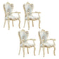 European Style Birch Cotton Arm Chair Light Color Solid Back Dining Chair with White Legs Light Green 4 Piece Set Clearhalo ' kitchen&dining_furn' 'Dining Chairs' 'Dining Tables & Seating' 'dining_chair' 'furn' 'furn_dining_chair' 'Furniture' 'furniture_dining_chair' 'Kitchen & Dining Furniture' 'kitchen' 3702108