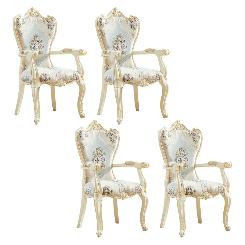 European Style Birch Cotton Arm Chair Light Color Solid Back Dining Chair with White Legs Light Green 4 Piece Set Clearhalo ' kitchen&dining_furn' 'Dining Chairs' 'Dining Tables & Seating' 'dining_chair' 'furn' 'furn_dining_chair' 'Furniture' 'furniture_dining_chair' 'Kitchen & Dining Furniture' 'kitchen' 3702108