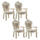 European Style Birch Cotton Arm Chair Light Color Solid Back Dining Chair with White Legs Off-White 4 Piece Set Clearhalo ' kitchen&dining_furn' 'Dining Chairs' 'Dining Tables & Seating' 'dining_chair' 'furn' 'furn_dining_chair' 'Furniture' 'furniture_dining_chair' 'Kitchen & Dining Furniture' 'kitchen' 3702111