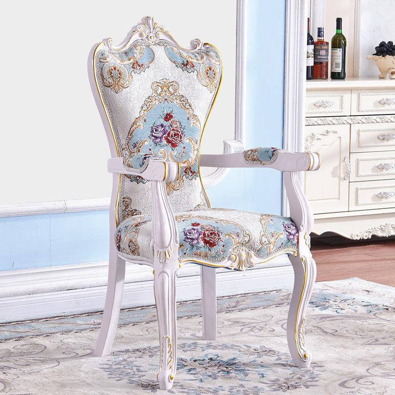 European Style Birch Solid Back Arm Chair Leather Dining Chair with White Legs Purple 1 Piece Clearhalo ' kitchen&dining_furn' 'Dining Chairs' 'Dining Tables & Seating' 'dining_chair' 'furn' 'furn_dining_chair' 'Furniture' 'furniture_dining_chair' 'Kitchen & Dining Furniture' 'kitchen' 3702130