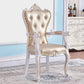 European Style Birch Solid Back Arm Chair Leather Dining Chair with White Legs Champagne 1 Piece Clearhalo ' kitchen&dining_furn' 'Dining Chairs' 'Dining Tables & Seating' 'dining_chair' 'furn' 'furn_dining_chair' 'Furniture' 'furniture_dining_chair' 'Kitchen & Dining Furniture' 'kitchen' 3702142