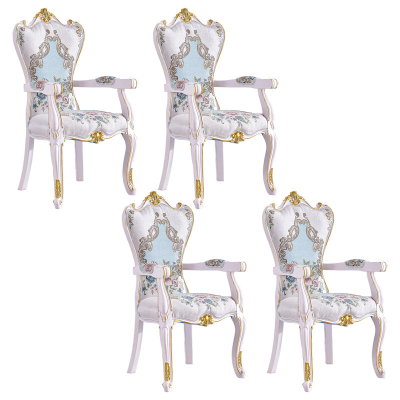 European Style Birch Solid Back Arm Chair Leather Dining Chair with White Legs Gloss White 4 Piece Set Clearhalo ' kitchen&dining_furn' 'Dining Chairs' 'Dining Tables & Seating' 'dining_chair' 'furn' 'furn_dining_chair' 'Furniture' 'furniture_dining_chair' 'Kitchen & Dining Furniture' 'kitchen' 3702147
