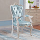European Style Birch Solid Back Arm Chair Leather Dining Chair with White Legs Blue 1 Piece Clearhalo ' kitchen&dining_furn' 'Dining Chairs' 'Dining Tables & Seating' 'dining_chair' 'furn' 'furn_dining_chair' 'Furniture' 'furniture_dining_chair' 'Kitchen & Dining Furniture' 'kitchen' 3702151