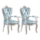 European Style Birch Solid Back Arm Chair Leather Dining Chair with White Legs Blue 2 Piece Set Clearhalo ' kitchen&dining_furn' 'Dining Chairs' 'Dining Tables & Seating' 'dining_chair' 'furn' 'furn_dining_chair' 'Furniture' 'furniture_dining_chair' 'Kitchen & Dining Furniture' 'kitchen' 3702152